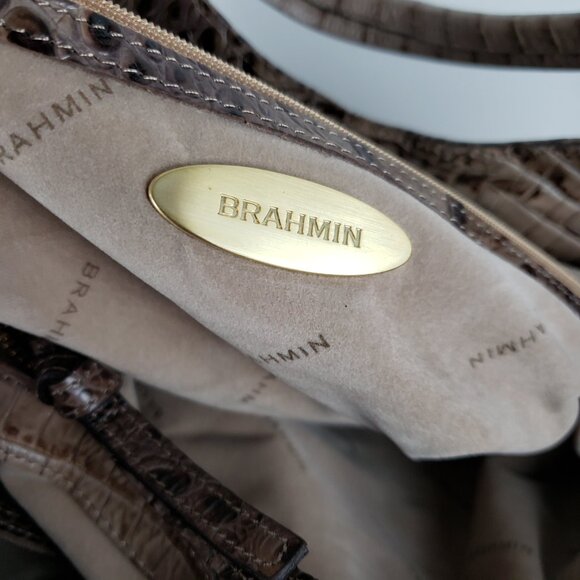 Brahmin Anne Bag Mocha Melbourne Croc Embossed Hobo Purse Handbag - Picture 8 of 9